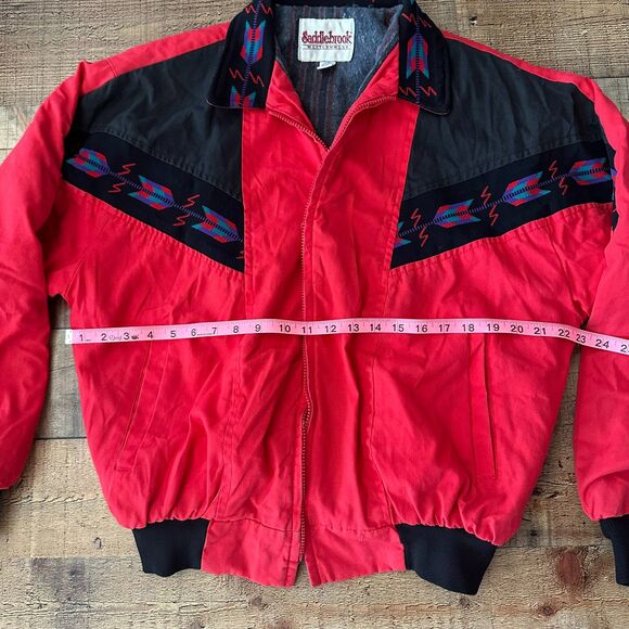 Saddlebrook Western Wear Vintage Southwestern Jacket Red Black Geometric Men’s L - Picture 5 of 9